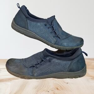 Earth Origins Teresa Sz 8.5W Slip-on Comfort Shoes Blue Nubuck Leather Side Lace